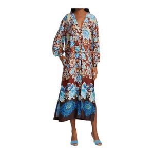 Alexis Vah Floral Maxi Long Sleeve Dress Sz XS ** no belt